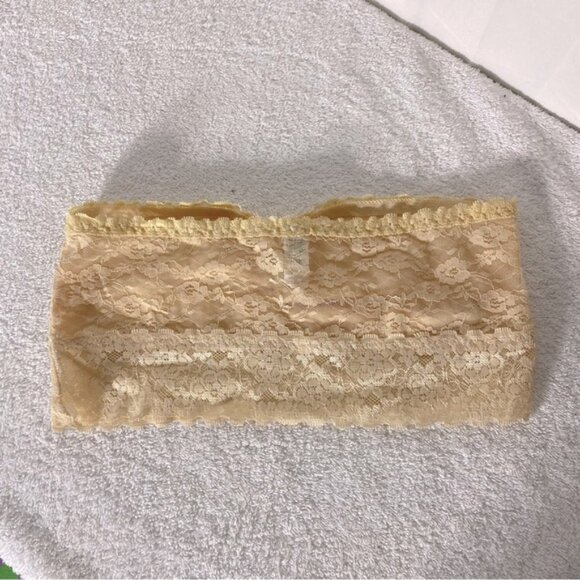 5/$25 Mamia Tan Beige Lace Bandeau Bra L - Picture 4 of 8